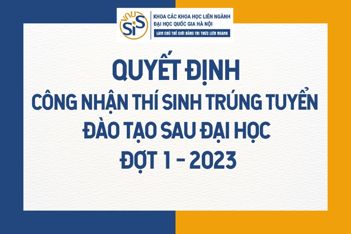 Quyết định công nhận thí sinh trúng tuyển đào tạo sau đại học đợt 1 – 2023